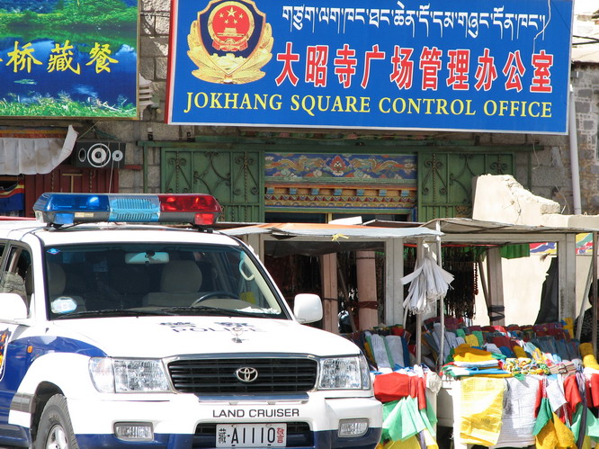 Speaks for itself. In front the Jokhang temple, Lhasa, Tibet.